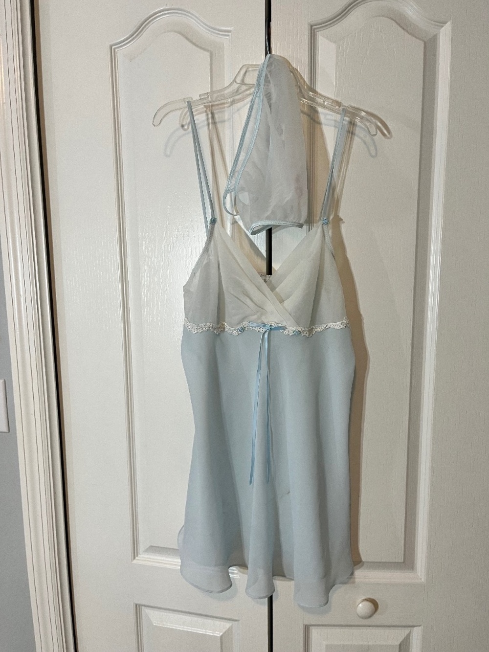 Vintage Je T’adore Baby Blue Chiffon Chemise & Panty Set | Medium